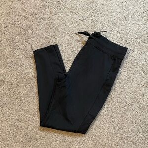 Black Stretchy Athletic Leggings | Drawstring & Side Pockets| See Measurements